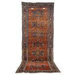 Caucasian-Karabagh-rug 1904 (1323), ghiordes-knot, worn, damaged, 473*187 cm Kaukasisch-Karabagh-