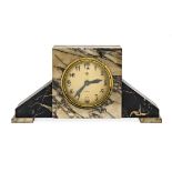 Mantel clock French, around 1930, DEP type, 8-day movement, in marble case, with brass fitments,