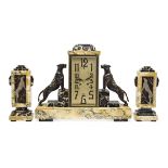 Art Deco clock set French, around 1930, Societe Clusienne s.c.a.p.h. cluses, Brussel sign, half