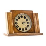 Alarm clock Hungarian, Magyar Optikai M?vek, around 1930, solid cherrywood with maple inset, bell