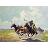 Kolozsváry Kamilló (Budapest, 1936-2008) - Galloping rangeman 60*81 cm, oil on canvas, Signed: