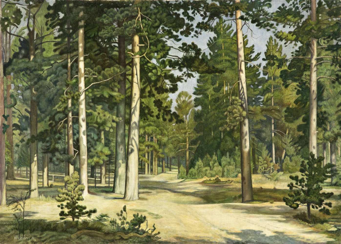 Kacziány Aladár (Cserhátsurány, 1887-Budapest, 1978) - Forest detail 67*93 cm, oil on canvas,