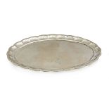 Tray Hungarian, 1937-1966 hallmark, GM maker\'s mark, 800 parts per thousand silver, lobed rim, 49*