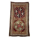 Caucasian-Cloud Band-rug around 1890, ghiordes-knot, slightly worn, old unprofessional repairings,