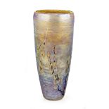 Vase Austrian, 20th century, lustered surface, blossoming branch decoration, unreadable sign,