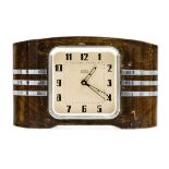 Alarm clock Hungarian, Magyar Optikai M?vek, around 1930, solid cherrywood, bell striker alarm
