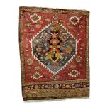 Persian-Bidjar-rug around 1900, ghiordes-knot, worn, damaged, incomplete, 124*95 cm Persisch-