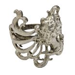 Ring Austrian, around 1900, metal alloy, female head and hair imagery, m: 2,5 cm Ring