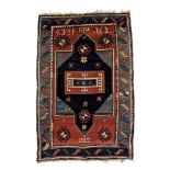 Caucasian-Fachralo-prayer rug end of the 19th century, ghiordes-knot, slightly worn, incomplete at