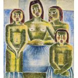 Járitz Józsa (Budapest, 1893-1986) - Mother with her daughters 86*77 cm, oil on canvas, Signed: