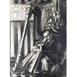 German artist, 20th century - Harpist 92*68 cm, coal on paper Deutscher Künstler, 20.