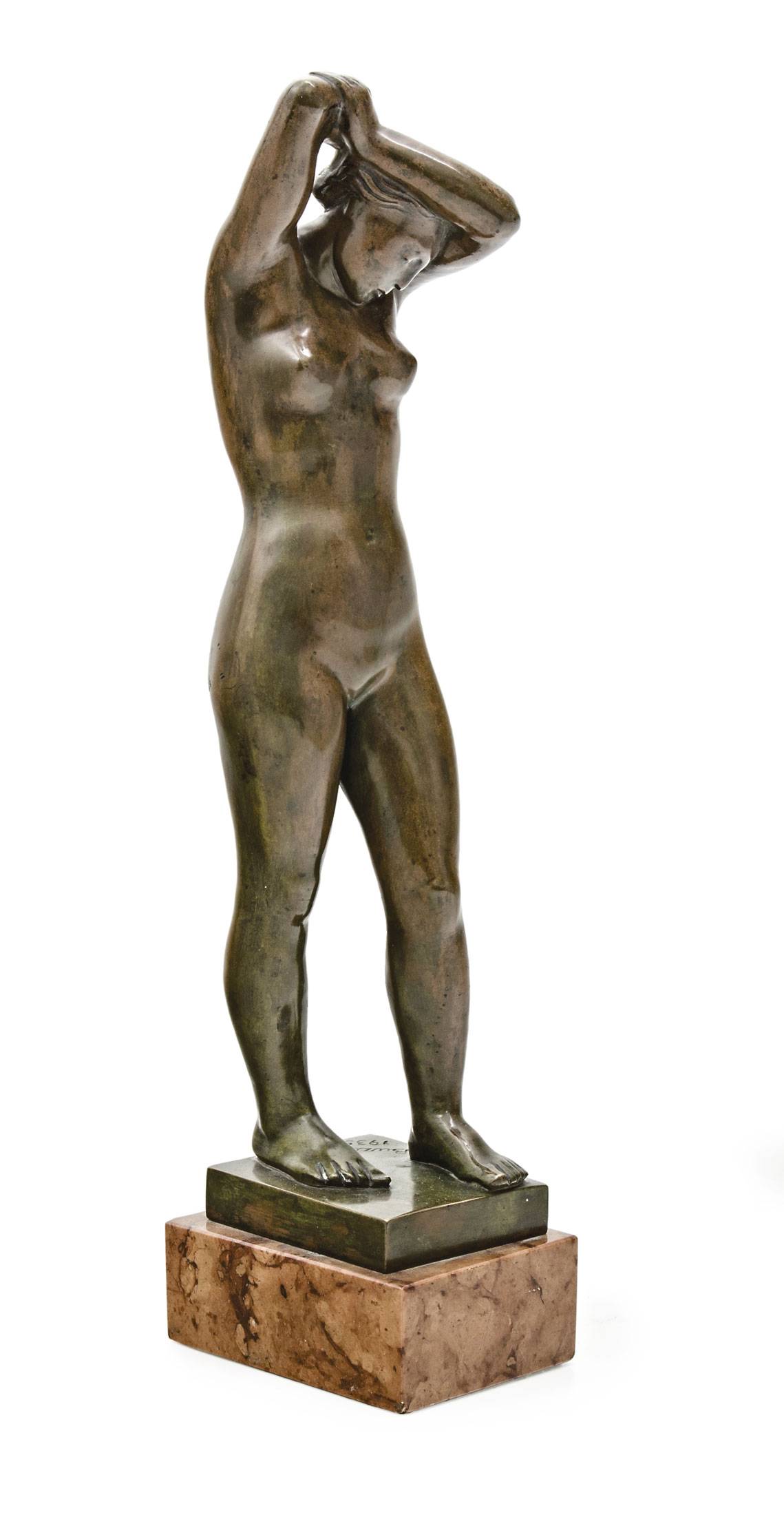 Búza Barna (Vészt?, 1910 - Budapest, 2010) - Female nude, 1935 m: 38 cm, bronze on marble