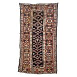 Caucasian-Kazak-rug around 1900, ghiordes-knot, worn, damaged, incomplete, 173*91 cm Kaukasisch-