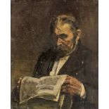 Szüle Péter (Nagyvárad, 1886 - Budapest, 1944) - Reading man 50*40 cm, oil on canvas, Signed: