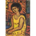 Czóbel Béla (Budapest, 1883-1976) - Girl in yellow dress 73*49 cm, oil on canvas, Signed: Czóbel