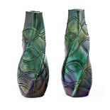 Vase pair Pallme-König, around 1900, lustered glass decorated with glassfibre, with small damage, m: