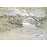 Mednyánszky László báró (Beckó, 1852 - Bécs, 1919) - The old bridge 26,5*37 cm, coal, opaque