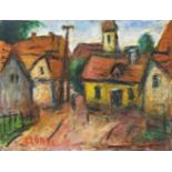 Czóbel Béla (Budapest, 1883-1976) - Houses in Szentendre 61*81 cm, oil on canvas, Signed: Czóbel