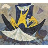 Réth Alfréd (Budapest, 1884 - Párizs, 1966) - Fishermen, 1963 70*80 cm, oil, sand on canvas, Signed: