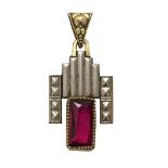 Pendant French, around 1930, metal with decor-stone, with Orluxia sign, h: 3 cm Anhängsel