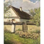 Franz Rosenmayer (Budapest, 1864-1912) - Shepherd in love 31*26 cm, oil on wood, Signed:
