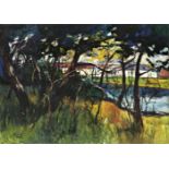 Olejnik Janka (Nagykanizsa, 1887 - Nagybánya, 1954) - Trees on the riverside, 1937 53*76 cm, oil