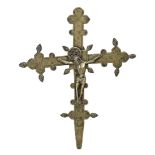 Cross French, 13-14th century, bronze, on the front Christ on the cross, on the back Mary with the