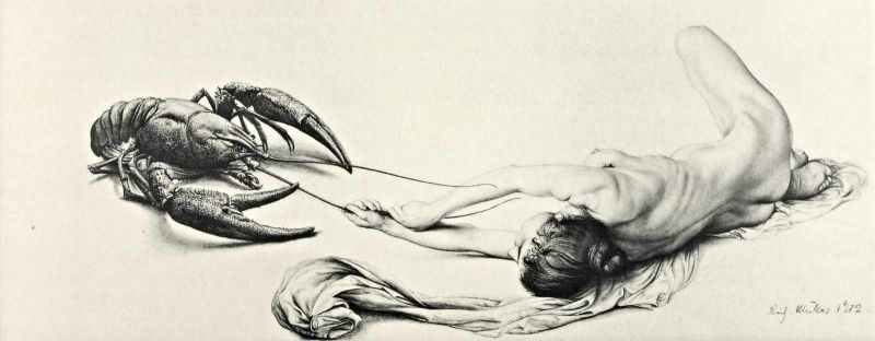 Richard Müller (Tschirnitz, 1874 - Drezda, 1954) - Die Pein, 1902 21*52,5 cm, Lithographie auf