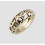 Ring Europa, Import-Punze zwischen 1999-2006, 14K Gold, 4 Diamanten Dekoration (cca: 0,24 ct,