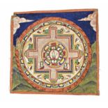 Mandala Tibet, 19. JH, Öl auf Leinwand, 46*48 cm Mandala Tibet, 19th century, oil, canvas, 46*48 cm