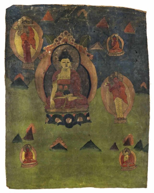 Tangka Tibet, 18. JH, Öl auf Leinwand, Fragment, 63*49 cm Thangka Tibet, 18th century, oil,