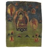 Tangka Tibet, 18. JH, Öl auf Leinwand, Fragment, 63*49 cm Thangka Tibet, 18th century, oil,