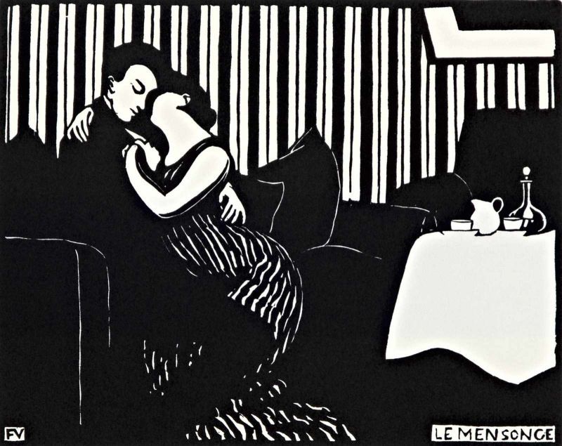 Felix Vallotton (Lausanne, 1865 - Párizs, 1925) - Lüge, (1897) 33*42 cm, Lithographie auf Papier,