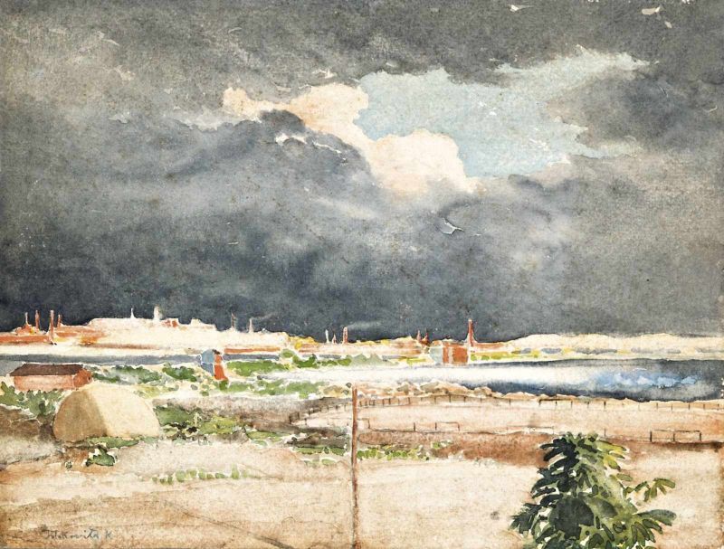 Istókovits Kálmán (Siklós, 1898 - Budapest, 1990) - Sturm über dem Meer 27,5*36 cm, Bleistift,