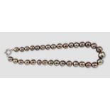 Braun-verlauf Barock Perlenkette 20. JH, 33 Stücke Südseezuchtperle (10-15 mm, Braun, glänzend,