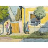 Czene Béla (Isaszeg, 1911 - Budapest, 1999) - Strasse in Szolnok 29,5*38,5 cm, Öl, Tempera auf