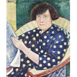 Basch Edit (Budapest, 1895 - 1980) - Dame im tüpfligen Morgenmantel, 1932 72*60 cm, Öl auf Leinwand,