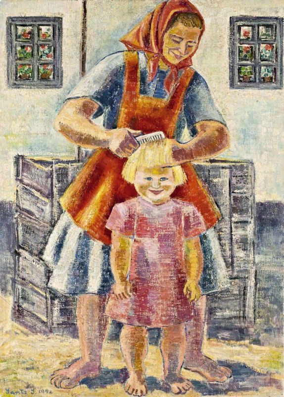 Járitz Józsa (Budapest, 1893 - 1986) - Verschönerung, 1952 100,5*72 cm, Öl auf Leinwand, Signed: