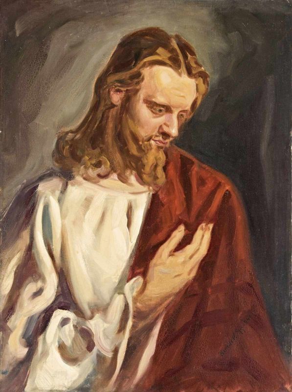 Benedek Gy. Signatur - Christus, 1940 60*80 cm, Öl auf Leinwand Karton geklebt, Signed: Benedek