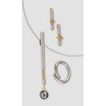 Platina Schmuck Set Ungarisch, 1 Paar Ohrring, punzen 1999-2006, 14 Karat Gold, Platina, 4 Diamanten