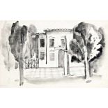 Kádár Béla (Budapest, 1877 - 1956) - Edles Haus 15*23,5 cm, Tuschefarbe auf Papier, Signed: Kádár