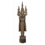 Buddha Burma, 19. JH, geschniztes Holz, mit Zeichen der Malerei, beschädigt, m: 135 cm Buddha Burma,