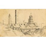 Mednyánszky László báró (Beckó, 1852 - Bécs, 1919) - Fabrik, 1916 10*16 cm, Bleistift auf Papier,