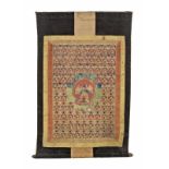 Tangka Tibet, erste Hälfte des 19. JH, Buddhistisches Gebetsbild auf Textilbasis gemalt, mit