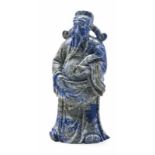 Konfuzius Figur China, 20. JH, geschnizte lapis lazuli, mit kleinen Schäden, m: 14,5 cm Confucius