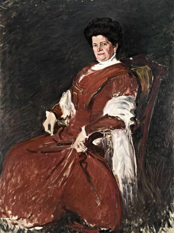 László Fülöp Elek (Pest, 1869 - London, 1937) - Dame in rot (Porträt von Frau Ágoston Leféber), um