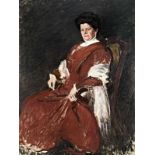 László Fülöp Elek (Pest, 1869 - London, 1937) - Dame in rot (Porträt von Frau Ágoston Leféber), um