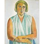 Járitz Józsa (Budapest, 1893 - 1986) - Dame in türkisfarben 80*64 cm, Öl auf Leinwand, Signed: