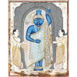 Gebet Bild India, 20. JH, bemalte Papier, beschädigt, 24,5*19,5 cm Prayer picture India, 20th