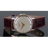 Longines gold plated gentleman's wristwatch, the signed silvered dial with arrow and Arabic hours,